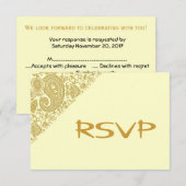 ゴールド インド風ダマスク RSVP (正面/裏面)
