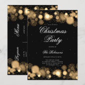 ゴールド ウィンター クリスマス パーティー 招待プログラム & メニュー 招待状 (正面/裏面)