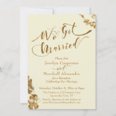 ゴールド ウィー ゴット マリード ウィズ ボタニカルズ, アイボリー 招待状 (正面)