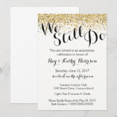 ゴールド ウィ スティル ドゥ 結婚記念日 招待状 (正面/裏面)
