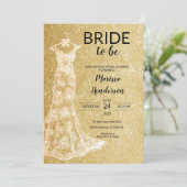 ゴールド ウェディングドレス ブライズシャワー 招待状 (スタンド正面)