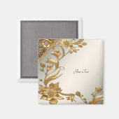 ゴールド ウェーブリーフ フローラル マグネット (正面/裏面)