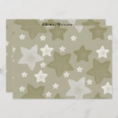 ゴールド ウォーターカラー スターズ ベイビーシャワー 招待状 (正面/裏面)