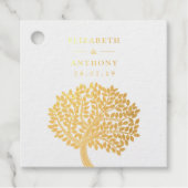 ゴールド ウォーターカラー ツリー ウェディング フェイバータグ (正面)