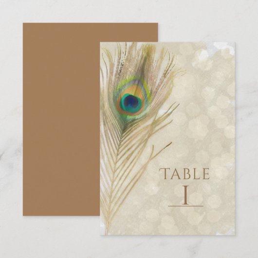 ゴールド エキゾチック ペコック フェザー グラム テーブル ナンバー カード (正面/裏面)