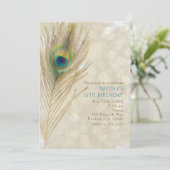 ゴールド エキゾチック ペコック フェザー グラム パーティー インビテーション (スタンド正面)