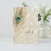 ゴールド エキゾチック ペコック フラワー グラム テーブル ナンバー カード (スタンド正面)