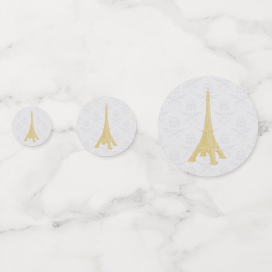 ゴールド エッフェル塔 ダマスク 結婚式 テーブル コンフェッティ (正面)