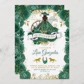 ゴールド エメラルドグリーン ローズ ウェスタン キンセアニエラ 招待状 (正面/裏面)