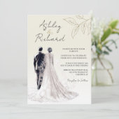 ゴールド エレガントな伝統的な書道の結婚式 招待状 (スタンド正面)