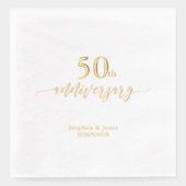 ゴールド | エレガントな50周年結婚記念日 箔ナプキン (正面)