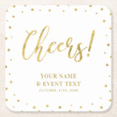 ゴールド |エレガント大人クラシック誕生日パーティー スクエアペーパーコースター (正面)