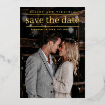 ゴールド エレガント ウェディング モダン フォト セーブ ザ デート