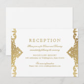 ゴールド エレガント オーナメント ヴィンテージ ウェディング レセプション 招待状 (正面/裏面)