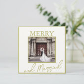 ゴールド エレガント クリスマス 結婚 2枚の写真 サンキューカード (スタンド正面)