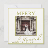 ゴールド エレガント クリスマス 結婚 2枚の写真 サンキューカード (正面)