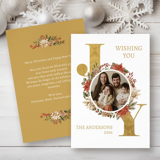 ゴールド エレガント ジョイ フォト ウィズ メッセージ クリスマス