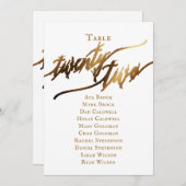 ゴールド エレガント スクリプト テーブル ナンバー 22 席次表 招待状 (正面/裏面)