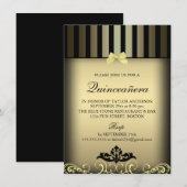 ゴールド エレガント ストライプのキンセアニエラ パーティー招待状 招待状 (正面/裏面)