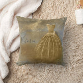 ゴールド エレガント ネームイブニングドレス クッション (ブランケット)