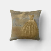 ゴールド エレガント ネームイブニングドレス クッション (裏面)