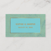 ゴールド エレガント ハーツ スクリプト ターコイズ ギフト レジストリー エンクロージャーカード (裏面)