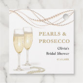 ゴールド エレガント パールとプロセッコ ブライダルシャワー フェイバータグ (裏面)
