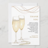 ゴールド エレガント パール & プロセッコ ブライダル シャワー サンキューカード (正面)