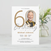 ゴールド エレガント フォト 60歳の誕生日パーティー 招待状 (スタンド正面)