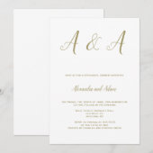 ゴールド エレガント モノグラム リハーサル ディナー 招待状 (正面/裏面)