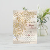 ゴールド エレガント ローズ ライン描き 招待状 (スタンド正面)