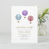 ゴールド エレガント ヴィンテージ ホットエアバルーン ベビーシャワー 招待状 (スタンド正面)