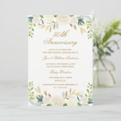 ゴールド エレガント 水彩 フラワー ウェディング アニバーサリー 招待状 (スタンド正面)