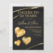 ゴールド エレガント 結婚50周年 招待状 (正面)