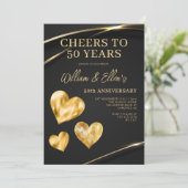 ゴールド エレガント 結婚50周年 招待状 (スタンド正面)