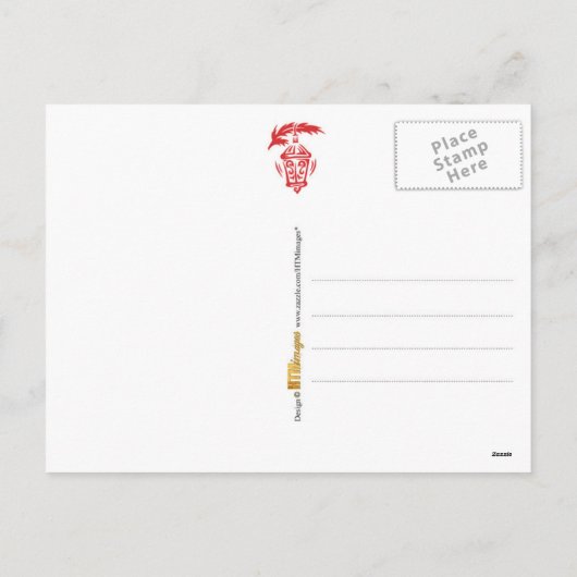 ゴールド・エンボス星の中のキリストの生誕シーン シーズンポストカード (裏面)