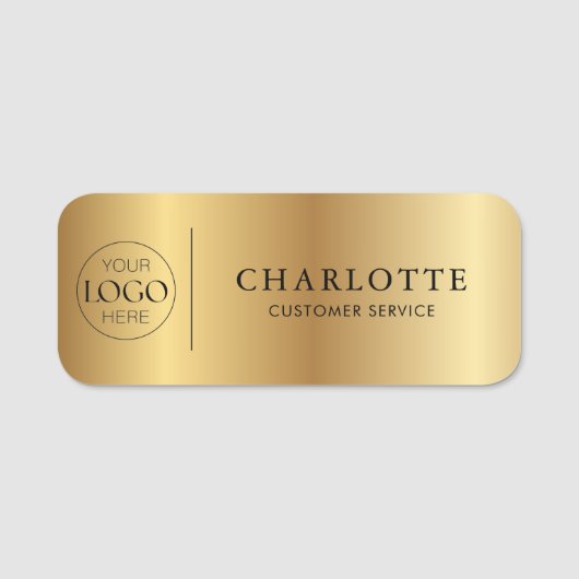 ゴールド オフィス 社員 スタッフ カスタムロゴ 名札 (正面)