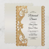 ゴールド オルネイト ホワイトパール リハーサル ディナー 招待状 (正面/裏面)