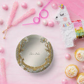 ゴールド オルネイト ホワイト フローラル ペーパーボウル (パーティー)