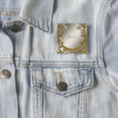 ゴールド オルネイト ホワイト フローラル ボタン 缶バッジ (インサイチュ)