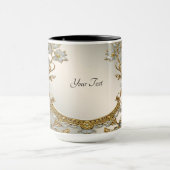 ゴールド オルネイト ホワイト フローラル マグ (中央)