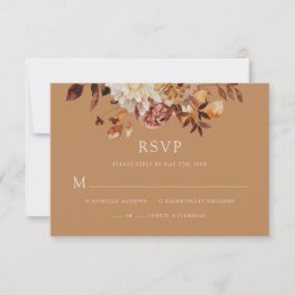 ゴールド オータム コッパーフラワー ウェディング RSVP カード