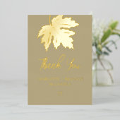 ゴールド オータム マップル リーフ ウェディング サンクス 箔招待状 (立ち正面)