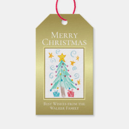 ゴールド オーダーメイド 子供の絵 メリークリスマス ギフトタグ