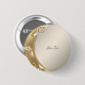 ゴールド オーナメント フラワーボタン 缶バッジ (正面&裏面)