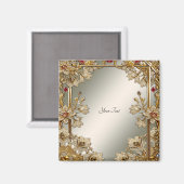 ゴールド オーナメント フラワーマグネット マグネット (正面/裏面)