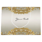 ゴールド オーナメント フラワー ギフト バッグ ラージペーパーバッグ (正面)