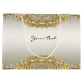 ゴールド オーナメント フラワー ギフト バッグ ラージペーパーバッグ (裏面)