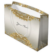 ゴールド オーナメント フラワー ギフト バッグ ラージペーパーバッグ (裏面アングル)