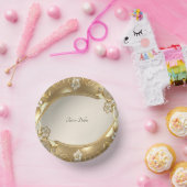 ゴールド オーナメント フラワー ペーパーボウル (パーティー)